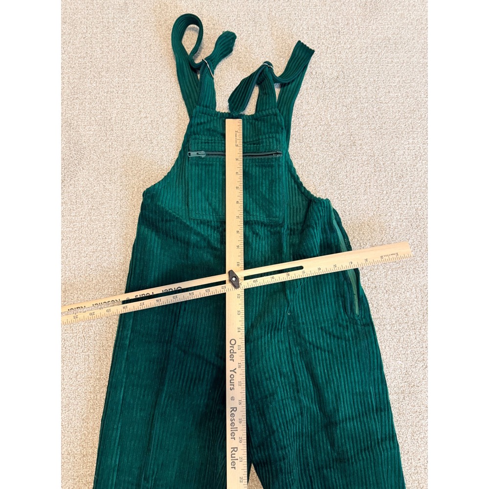Vintage K-Way Green Corduroy Overalls Made in France Wool Blend Bibs Womens 38D - Picture 8 of 10